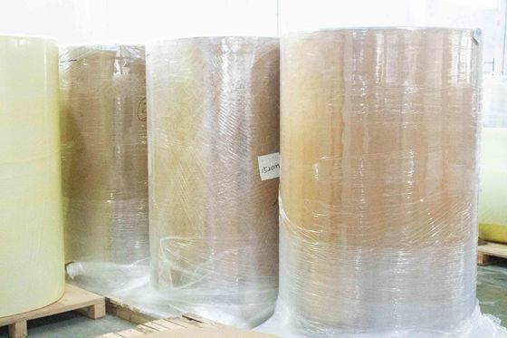 Papel sintético revestido Papel térmico Jumbo Roll 75u Espessura da superfície Cola de óleo
