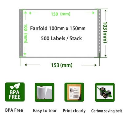 100x150 Tamanho Folha Logística e Express 50*37*24mm Tamanho da Caixa para rótulos de embalagem