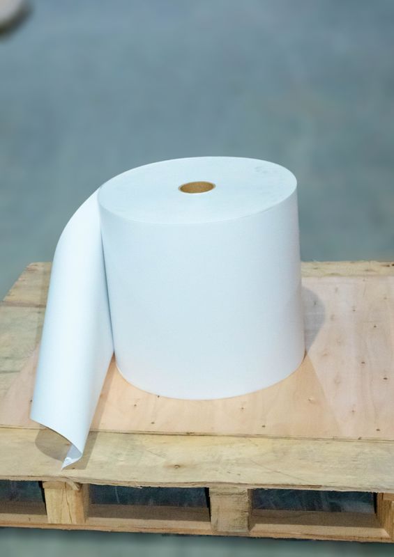 Papel térmico resistente a arranhões Jumbo Roll de alta viscosidade tipo Stong Sticky Back